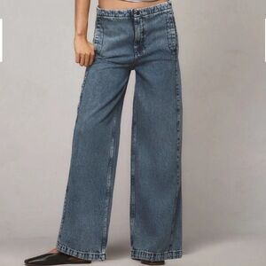 Anthropology Pilcro Pull-On High-Rise Wide-Leg Track Jeans